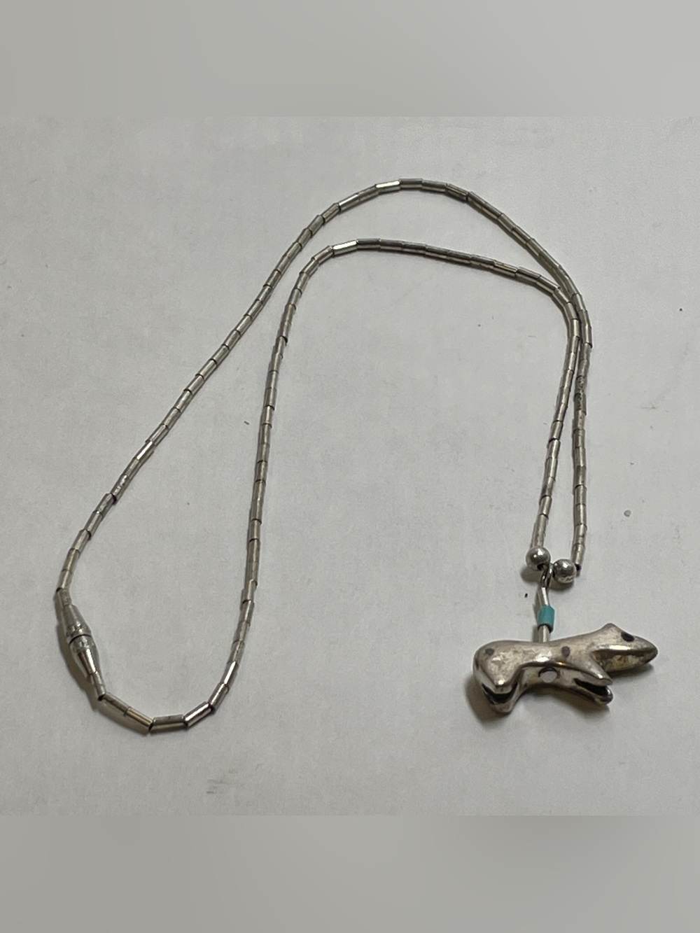 1 Necklace Sterling Silver Liquid Silver Bead Bear Fetish Tested 14” (4 AVAIL)